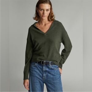 Everlane Cashmere Polo - Size Medium, Color Olive Green